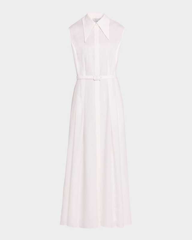 Durand Sleeveless Belted Linen Midi Shirtdress